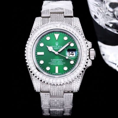 GB Factory Faux Rolex Submariner Silver steel case with White diamond diameter 40mm Watch